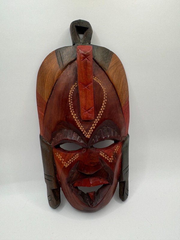 African Hand-carved Wood Masai Tribal Wedding/Friendship Mask Kenya 10”