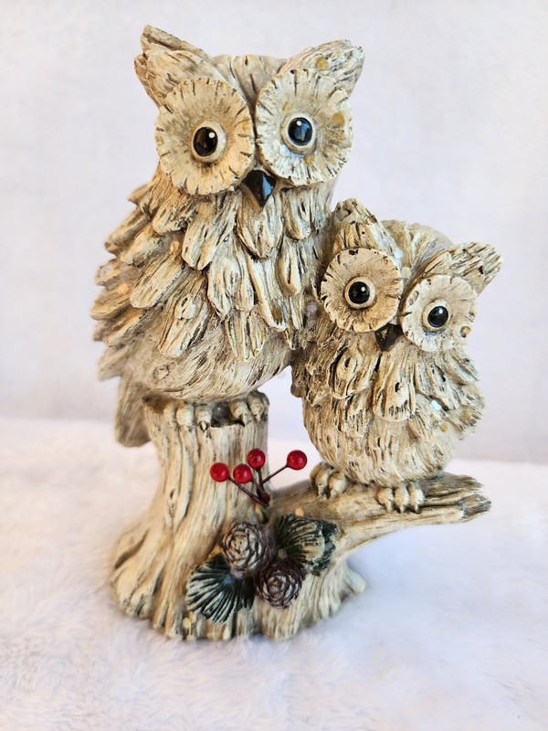 Owl Figurine Mother & Baby Home Decor Approximately 6″x 6″ See Pics Pre-owned