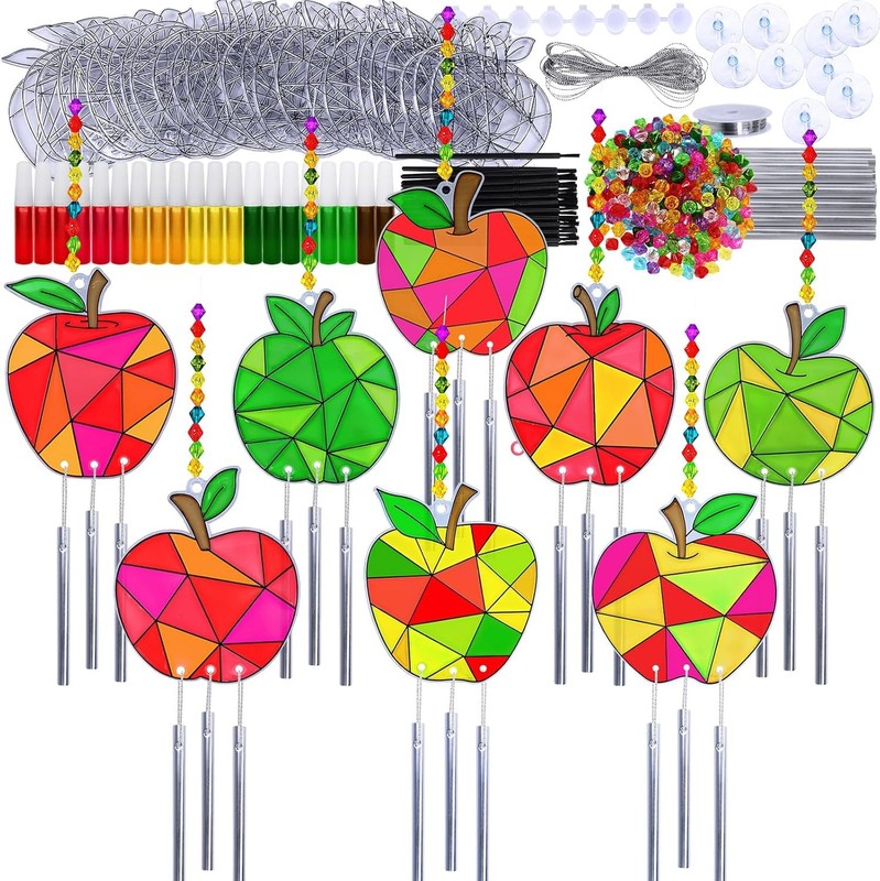 24 Sets Apple Suncatchers Wind Chimes Ornaments Decorations DIY Window Paint Art