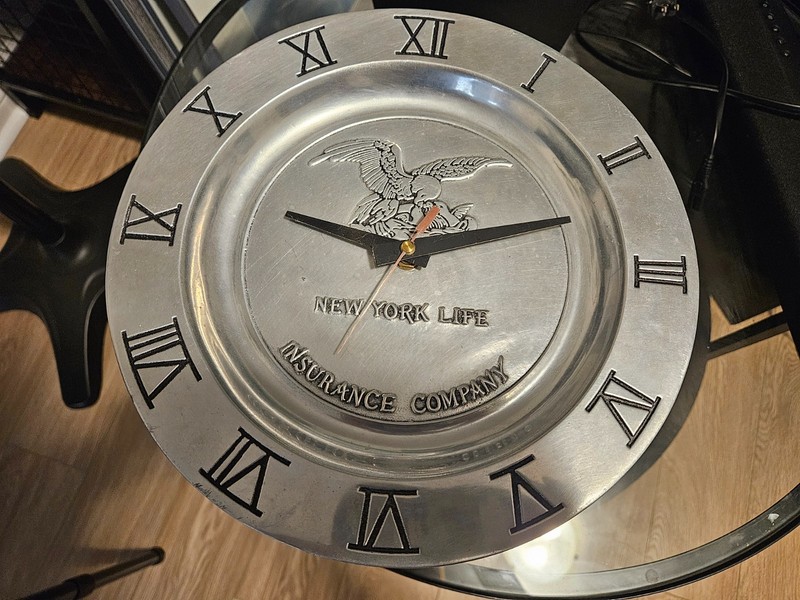 Antique New York Life Insurance Company Wall Clock Metal dial VERY RARE Vintage