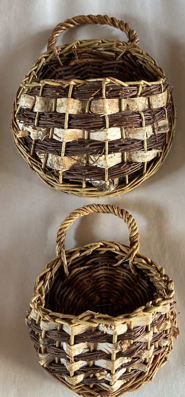 Wall Pocket Baskets Set of 2 Boho Rustic Woven Planter Decor