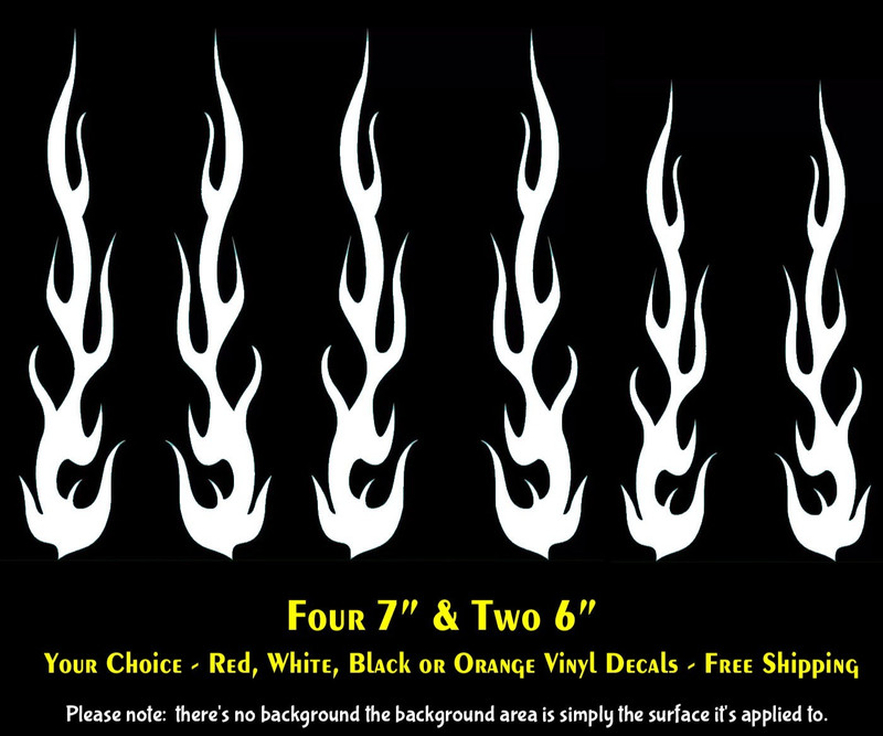 Tribal Flames Hot Rod Fire Six Vinyl Decals Car Truck Bike Helmet Motorcycle