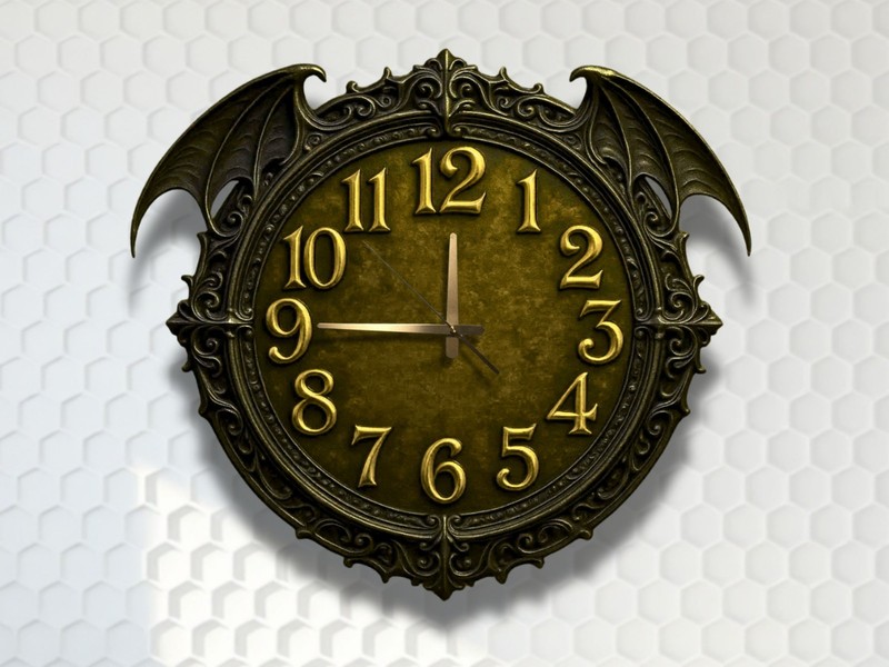 Gothic Dragon Wing Wall Clock Acrylic UV Print Handmade – Choose Color gallery