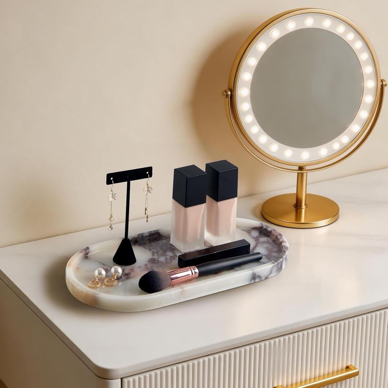 Luxury Natural Oval Marble Tray – 11.8 x 5.9-Inch Calacatta Viola Stone gallery