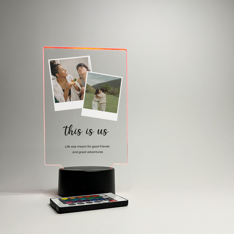 Personalized 2 photo LED Nightlight Custom Photo Frame Black Base , Sister Gift gallery