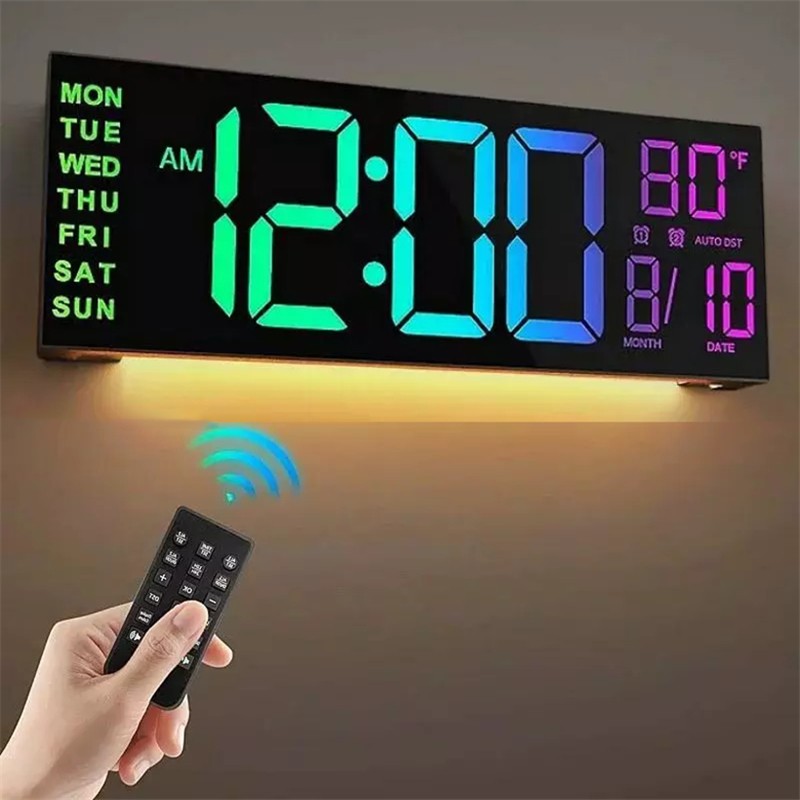 16″ Large Digital Wall Mount LED Clock Count Down Timer with Remote,8 RGB Colors