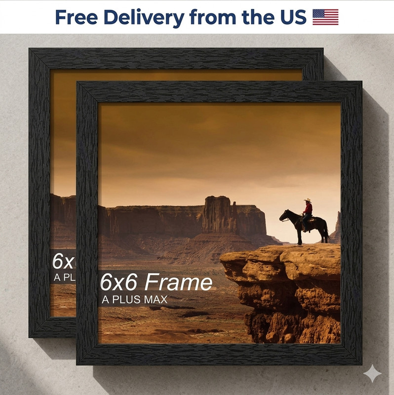 6×6 Picture Frame Set Black Wood Grain Photo Poster Wall Frame 2 Pack