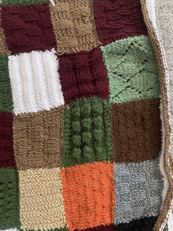 VTG Hand-Crocheted Afghan Throw Blanket Earth tone Multi-Colored 38" x 64" gallery