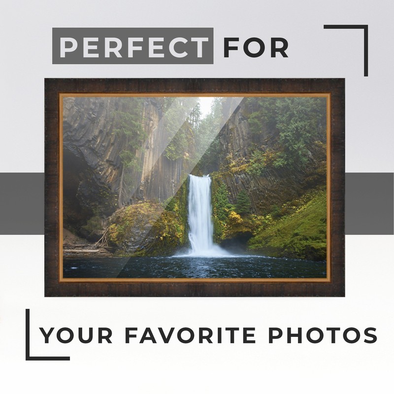 5x12 In Rustic Brown with Gold Real Wood Picture Frame Width 1.25 inches | Inter gallery