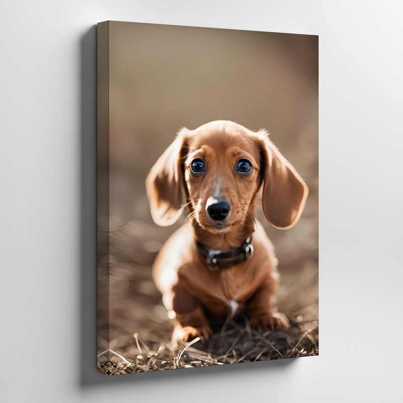 Dachshund Puppy Canvas Wall Art Small Dog Portrait Print Cute Pet Home Decor