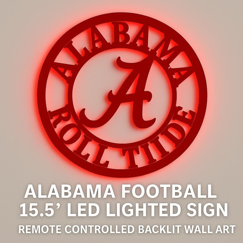 Officially Licensed Alabama Crimson Tide led Sign | 15.5” or 21.5” Wall Light |