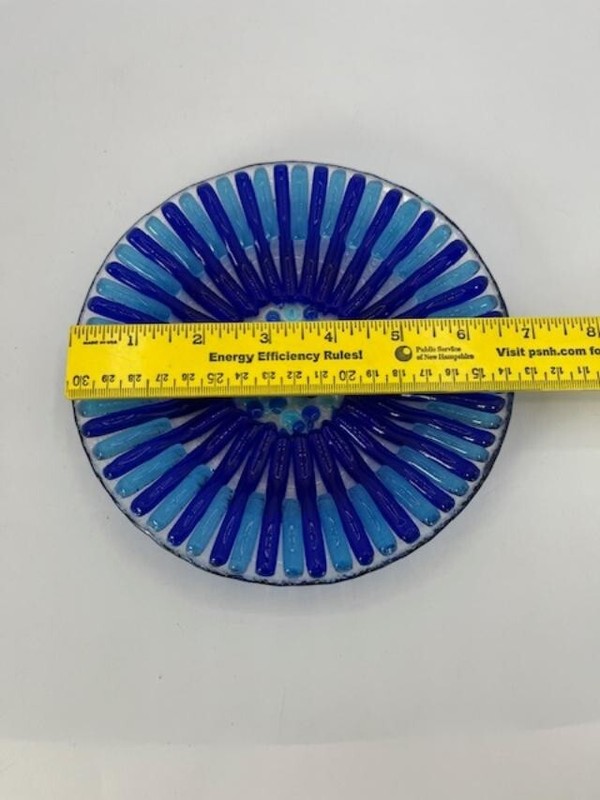 Murano Style Decorative Plate 7" Textured Green and Blue Design No Damage gallery