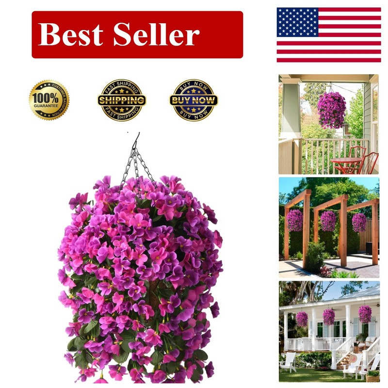 UV Resistant Artificial Hanging Begonia Basket – Easy to Assemble, Vibrant Ho…