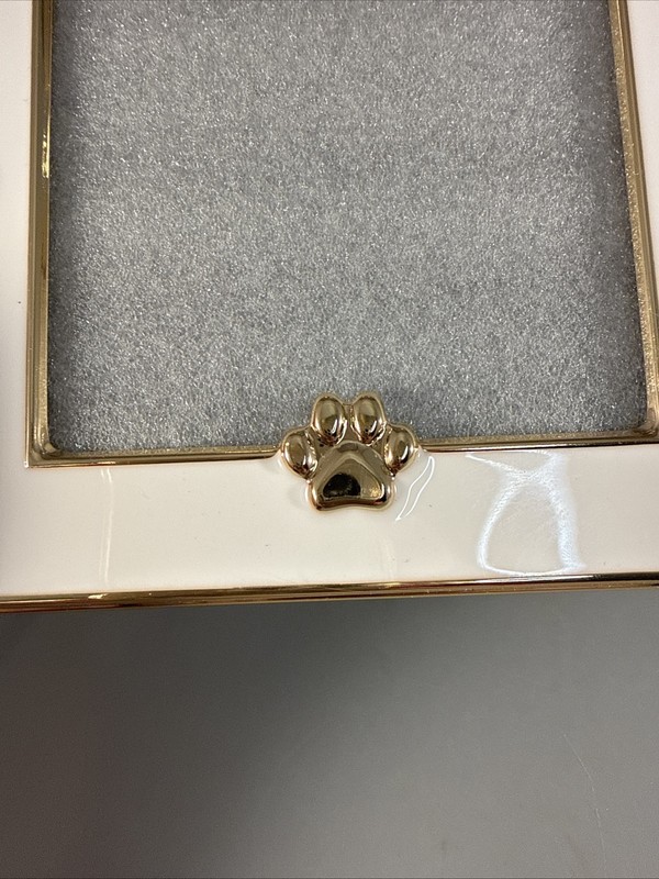 SHEFFIELD HOME White Gold 5” X 5” Picture Frame with Gold Paw Print 3.5” Picture gallery
