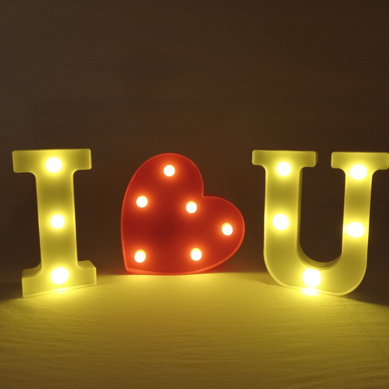 I Love U LED Light Up Marquee Letters Heart Sign Battery Operated I Heart U