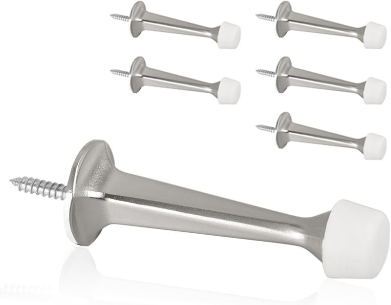 6 Pack Solid Rigid Door Stops – Heavy Duty Door Stoppers Wall Protector with Sof