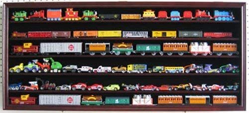 Train Display Case HO N Z Scale Cars 1/64 Model Toy Matchbox Solid Wood Cabinet
