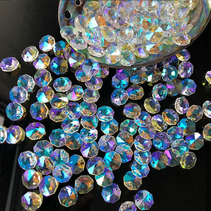 14MM 100X AB Octagonal Rainbow Beads Crystal-Chandelier-Suncatcher-Pendant Craft gallery