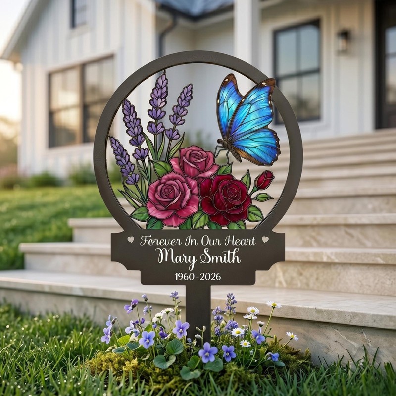 Custom Butterfly Memorial Garden Stake Metal Grave Marker Sympathy Gift Decor gallery