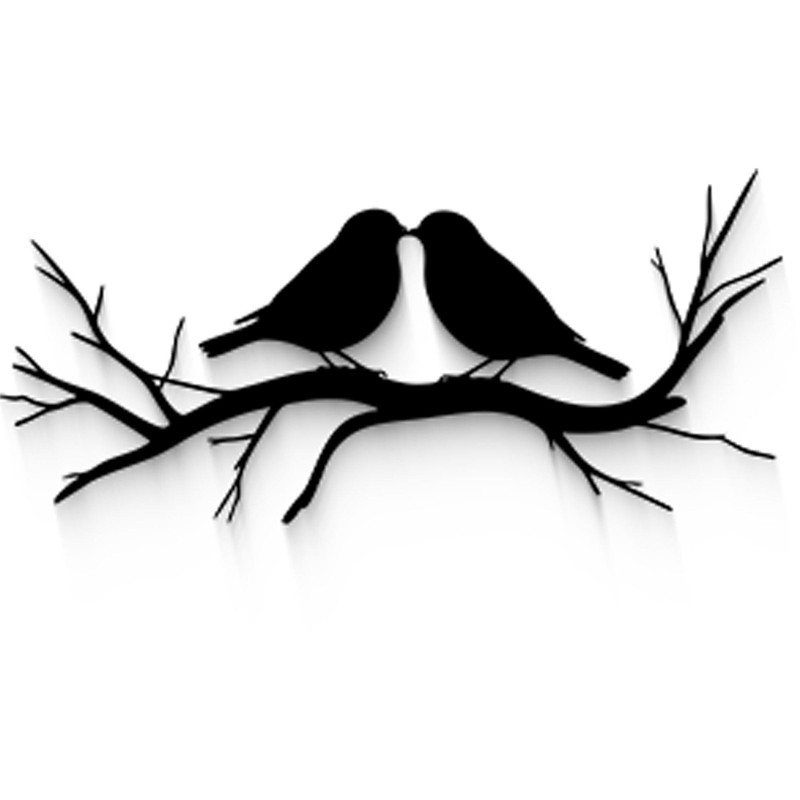 Black Metal Wall Art Bird on Tree Branch Silhouette Bird Art Decor for Living…