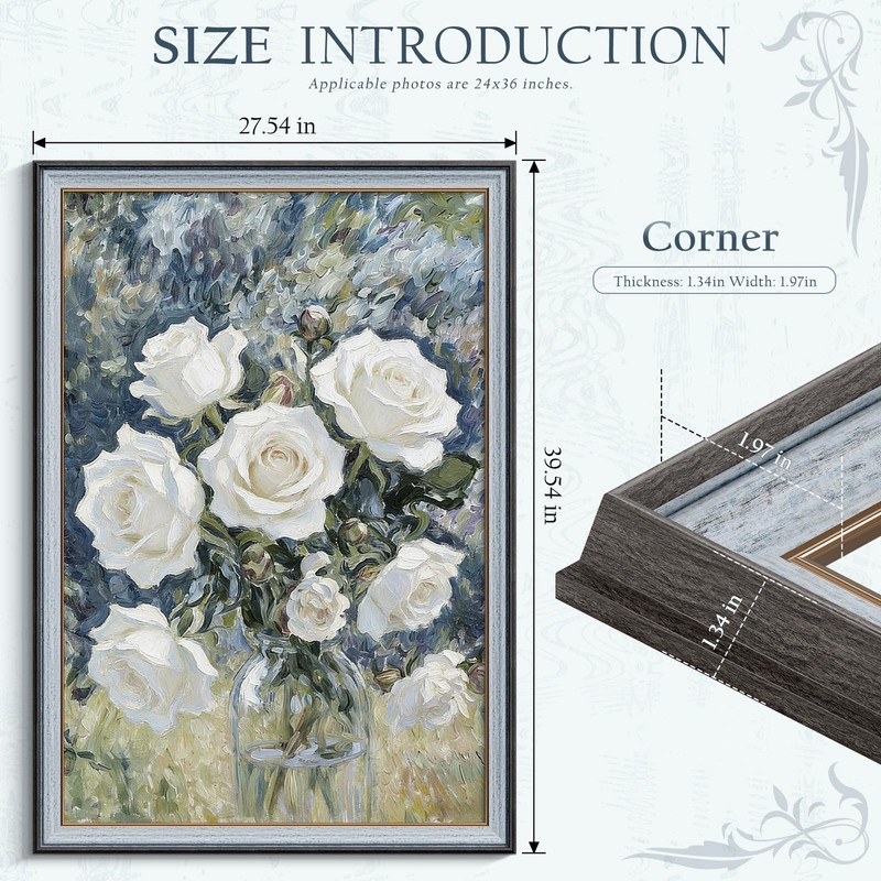 Fisnish 24x36 Poster Frame, Vintage 24 x 36 Poster Frame with HD Plexiglass D... gallery