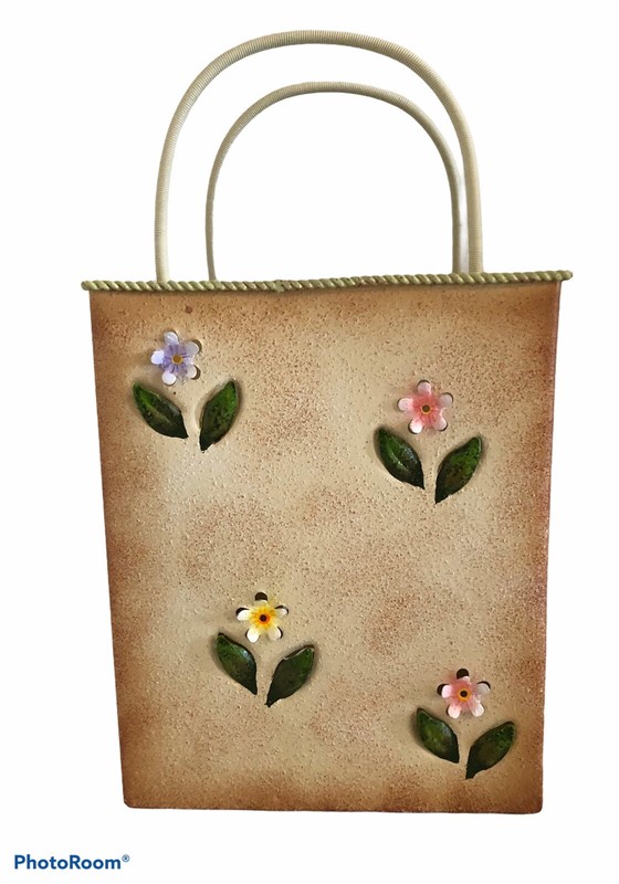 NEW Home Interiors 11092 Metal Tin Decorative Planter Sack Bunny Rabbit Spring gallery
