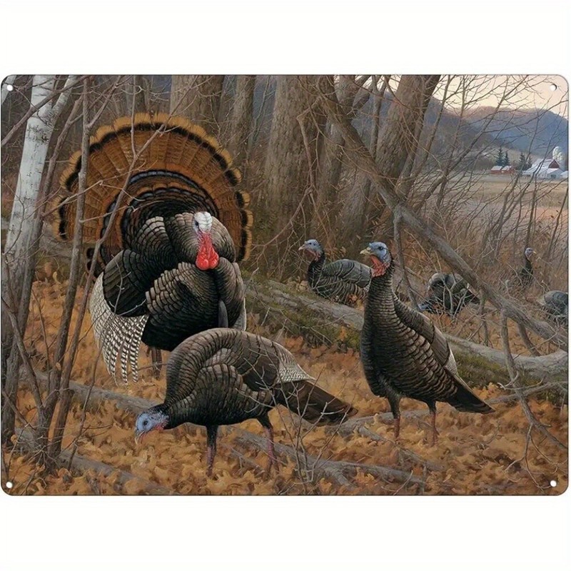 [1pc Wild Turkey Sign] Rustic 1pc Wild Turkey Aluminum Sign | 8×12 Inch Durable