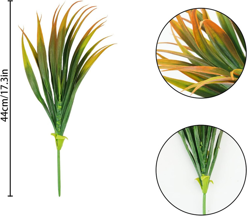 6Pcs Artificial Grass Fake Plants 17.3In Outdoor Plastic Plants UV Resistant Gre gallery