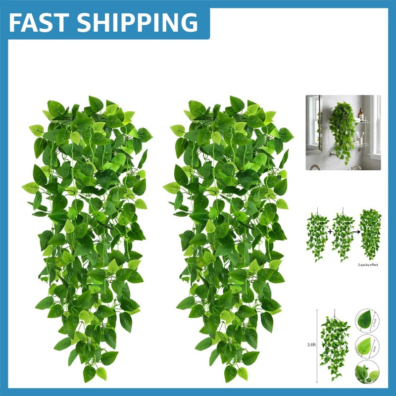 Waterproof Artificial Ivy Hanging Plants – 2-Pack for Indoor & Outdoor Use