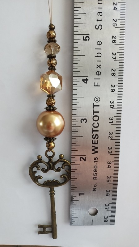 Bronze And Gold Key Ornament or Car Charm - One Of A Kind gallery