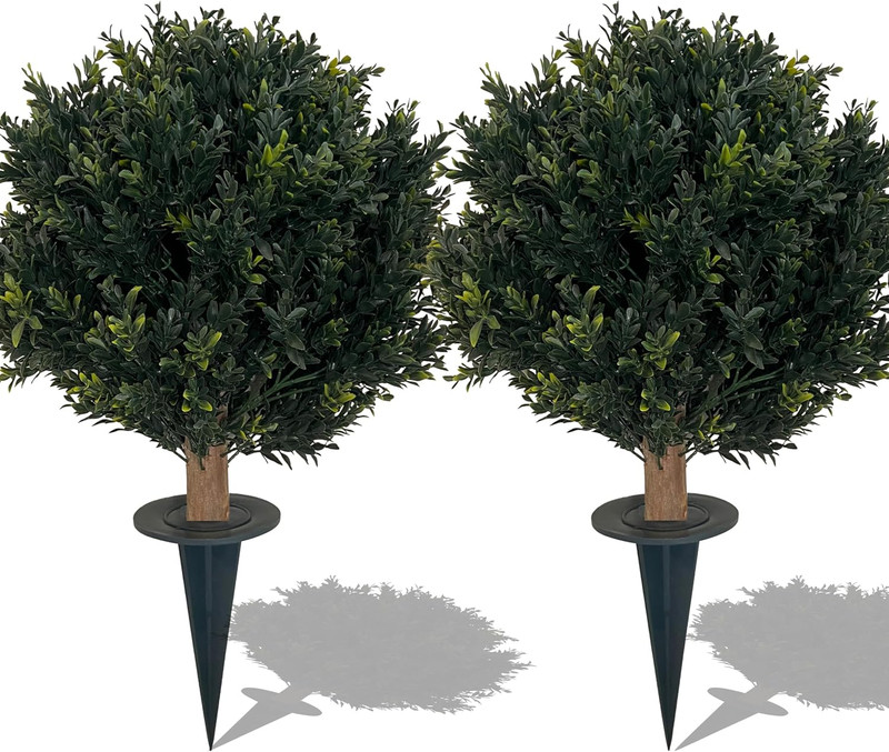 27″ UV Resistant Artificial Boxwood Ball Bush – 2 Pack for Indoor/Outdoor Use