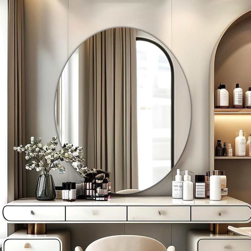 JUNEBRUSHS Oval Mirror, Acrylic Oval Bathroom Mirrors Unbreakable Frameless Wall gallery