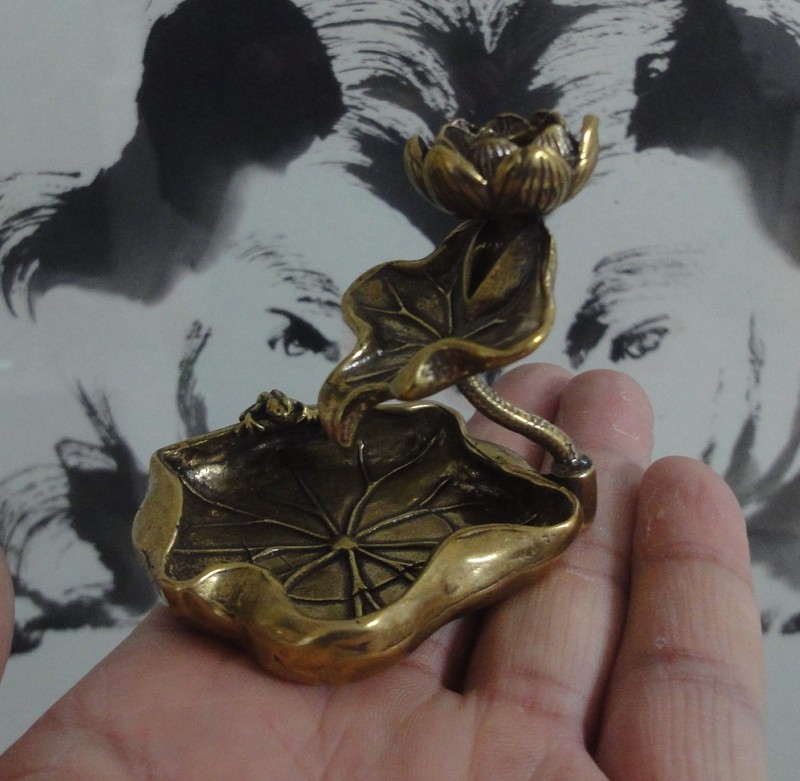 Vintage Style Solid Brass Frog Lotus Incense Stick Stand Holder for Home Decor gallery