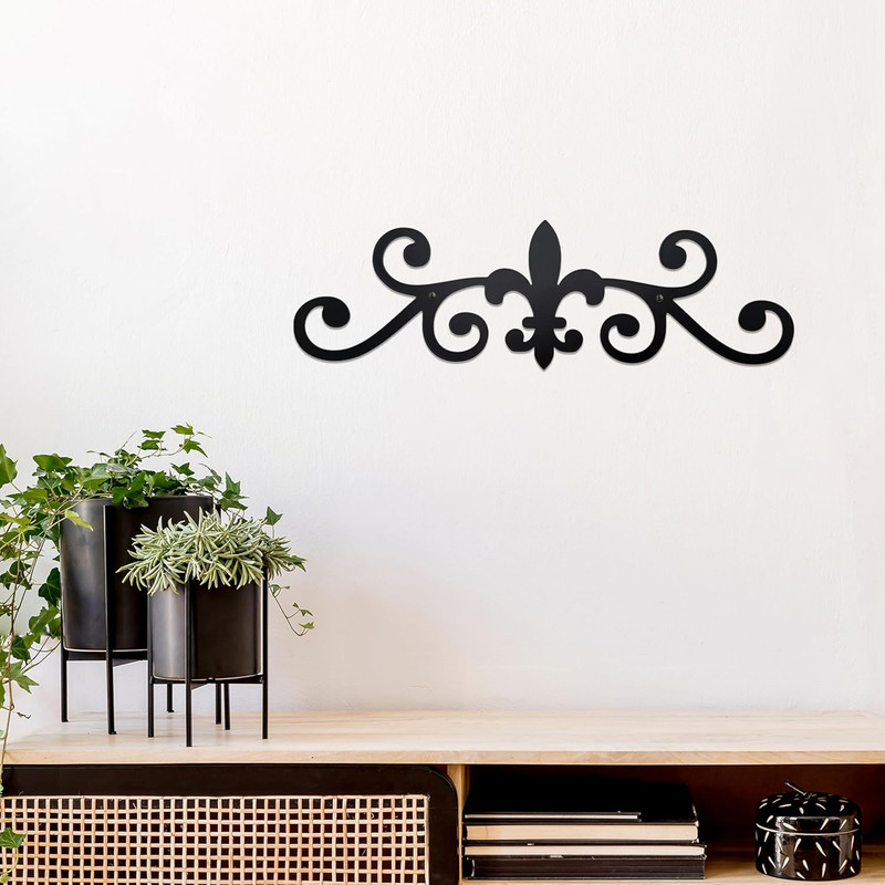 Rustic Metal Scroll Wall Art Small Black Iron Decorative Wall Sculpture for Home gallery
