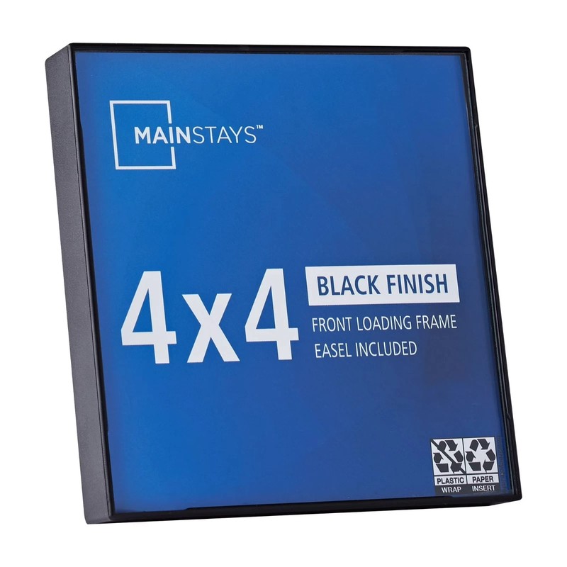 (6 pack) Mainstays – 4x4 Picture Frame – Black Front Loading Wall or Tabletop Ph gallery
