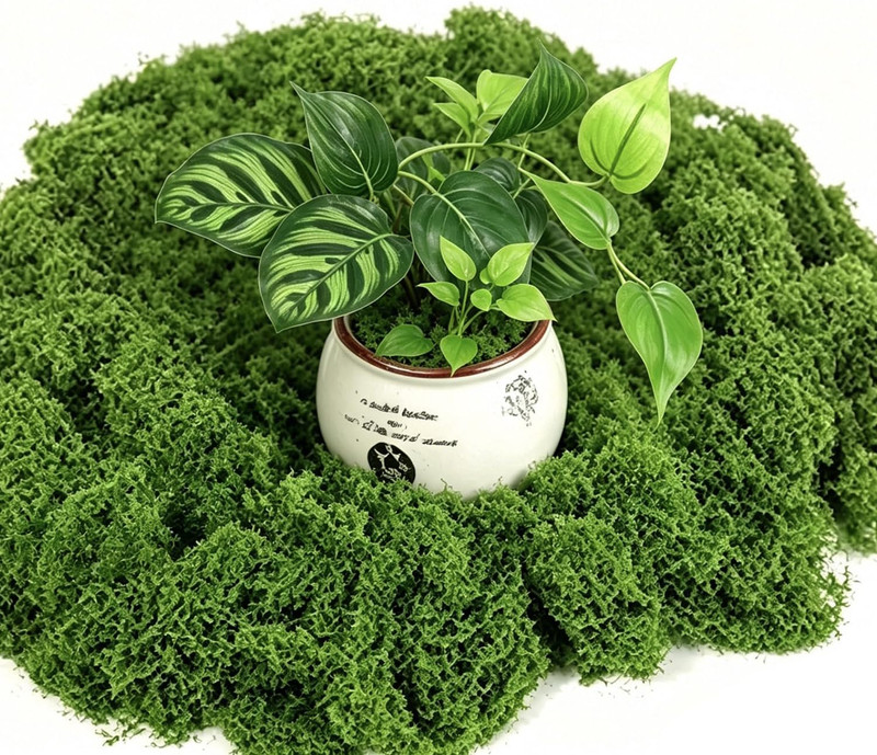 10.6OZ Artificial Fake Green Moss for Crafts Plants Indoor Decorating, Artificia