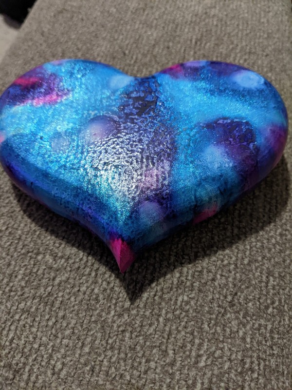 Painted Wooden Heart. 5 x 4 x 1. Inches.