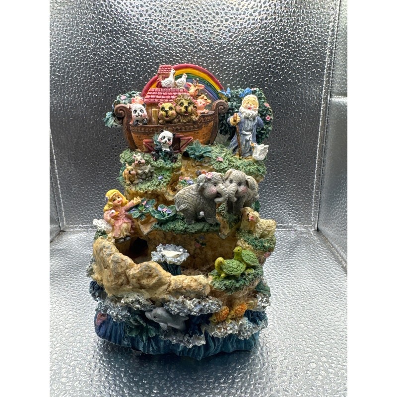 Untested Vintage Noahs Ark Tabletop Water Fountain Resin Animal Figurine