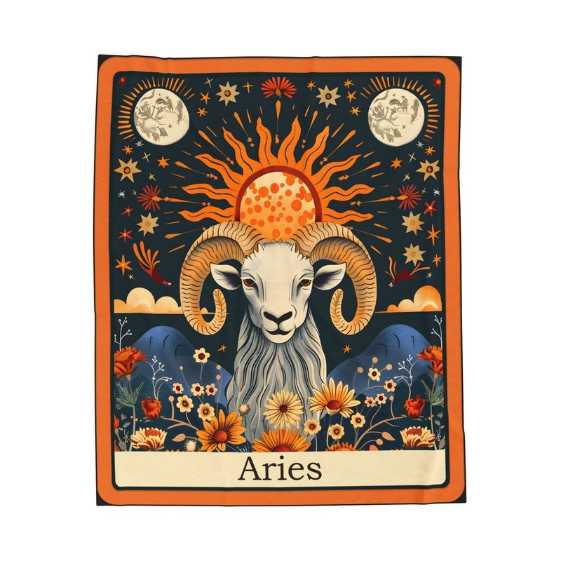 Aries Zodiac Plush Blanket – Astrology Throw | The Astral Priestess 50 X 60 in