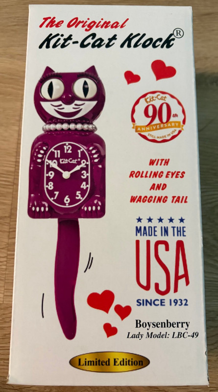 THE ORIGINAL KIT-CAT KLOCK BOYSENBERRY LADY MODEL LBC-49 90TH ANNIVERSARY NEW