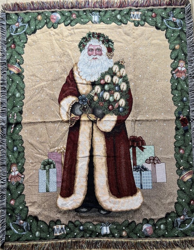 Mohawk Home Old World Renaissance Santa Christmas Tapestry Throw Blanket 60×48