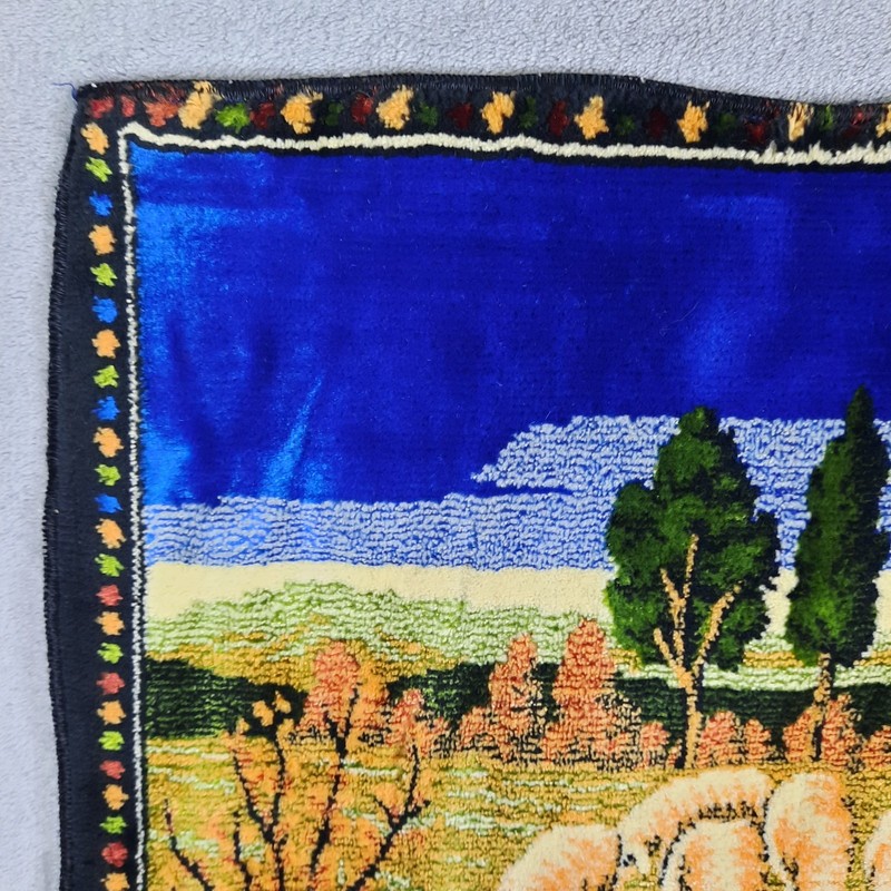 Vintage Jesus The Good Shepherd and Sheep Velvet Tapestry Wall Hanging Religious gallery