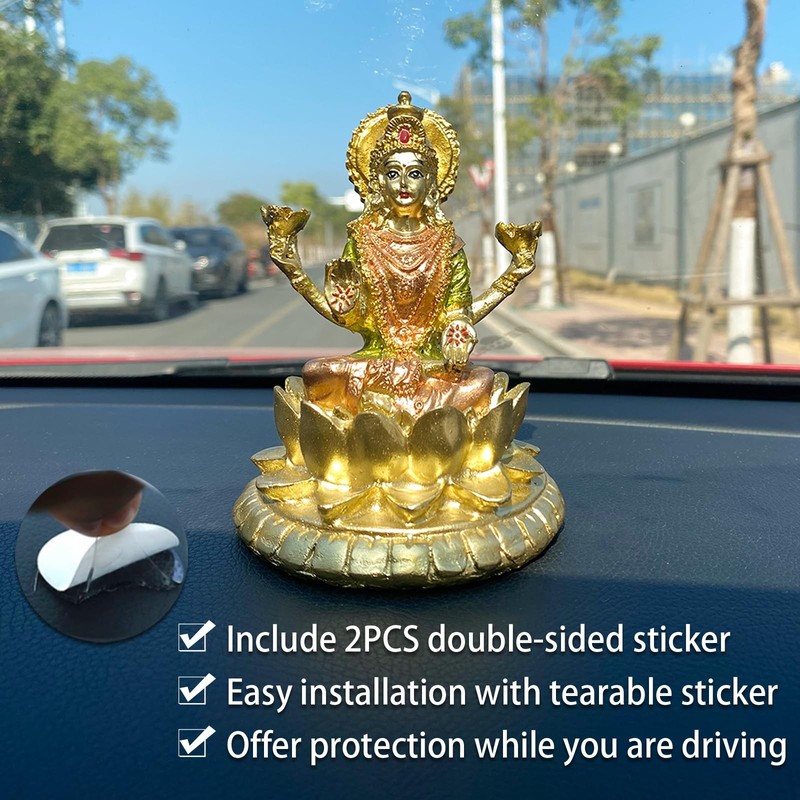 Hindu Goddess Lord Laxmi Statue - 4.4" H Gold Indian God Lakshmi Figurine fo gallery