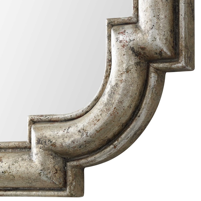 Calanna Wall Mirror Solid Wood Frame Aged Silver Leaf 45"H ~ Uttermost 09385 gallery