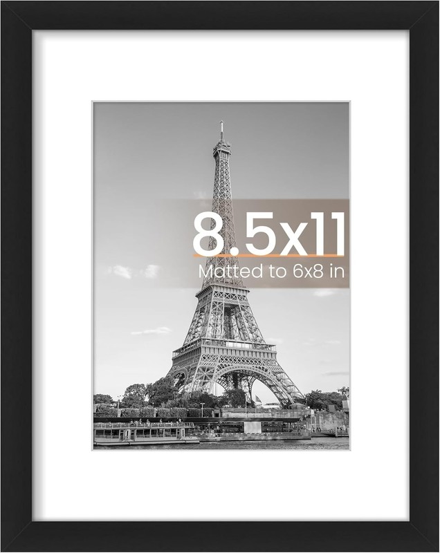 Versatile 8.5x11 Collage Picture Frame - Sturdy Black Design for Home or Office gallery