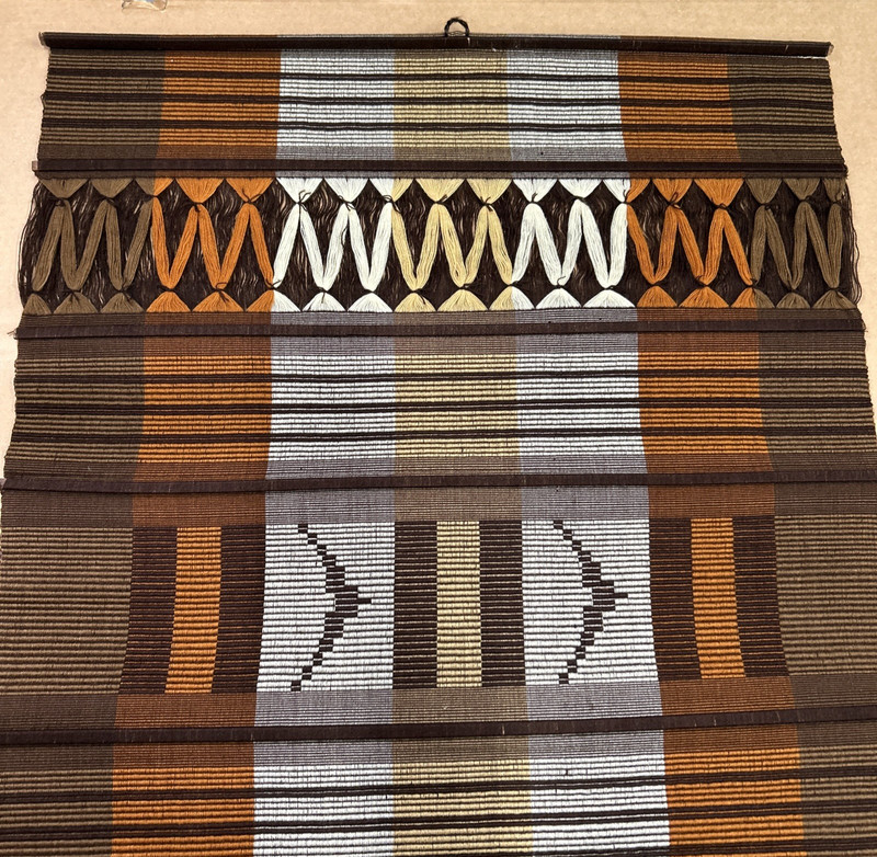 Woven Yarn Wall Hanging Tapestry Geometric Stripes Fringe 46.5”x28” gallery