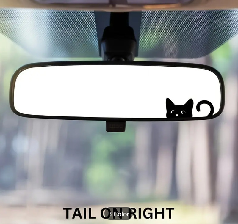 Playful Peeking Cat Vinyl Sticker Decal Car Mirror Black Cat Indoor Outdoor gallery