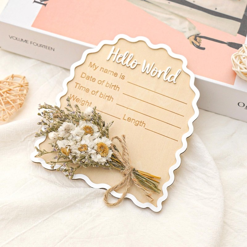 Daisy Newborn Announcement Sign - Baby Hospital Photo Prop Wooden Board Card ... gallery