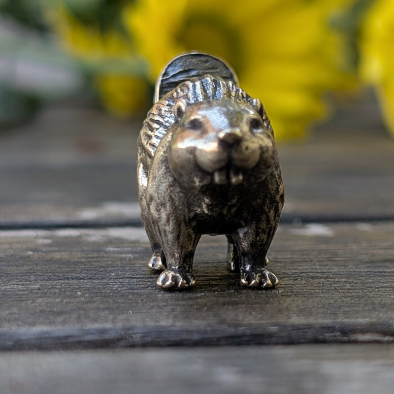 Beaver Figurine Solid Brass Miniature North American Wildlife Animal Decor Tiny gallery