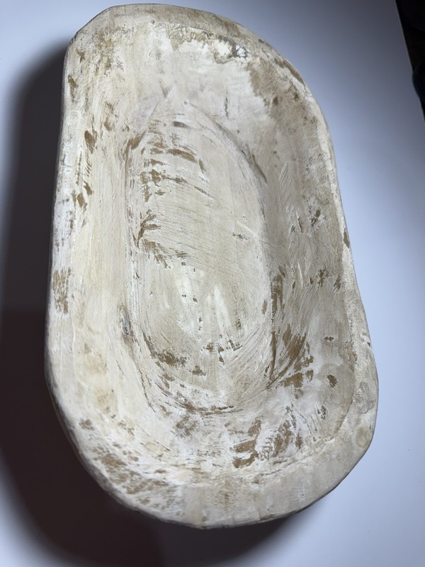Farmhouse Wooden Dough Bowl 10X5 Rustic White Wood Boho Decor Centerpiece gallery